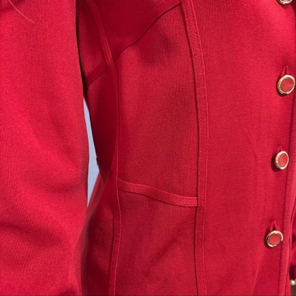 GORGEOUS EXCLUSIVELY MISOOK SOLID RED KNIT BLAZER IN EXCELLENT CONDITION - Picture 4 of 7